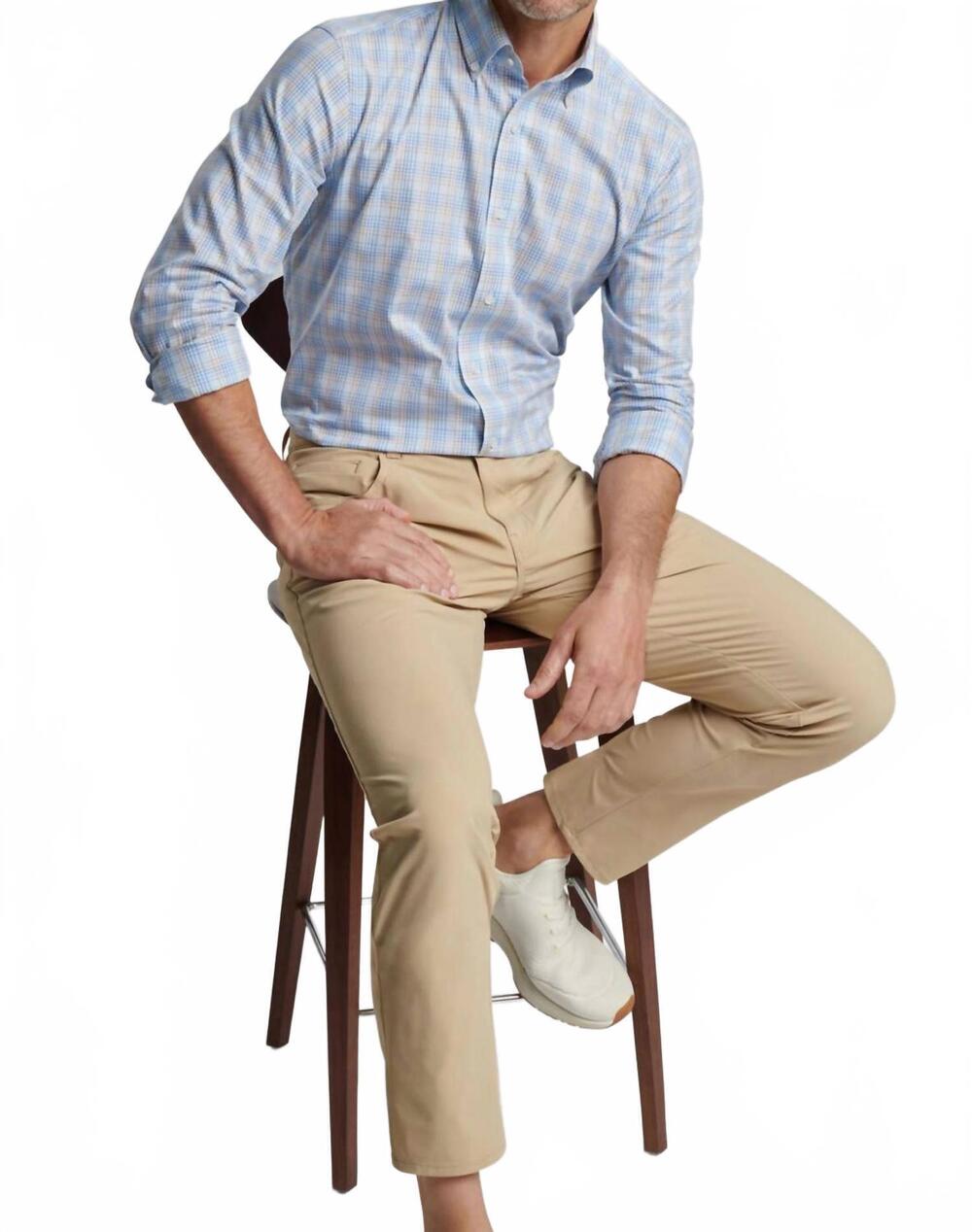 NEW PETER MILLAR milo cotton sport shirt in blue frost